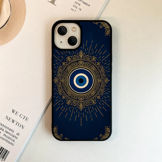 Golden Evil Eye Mandala Glass Case