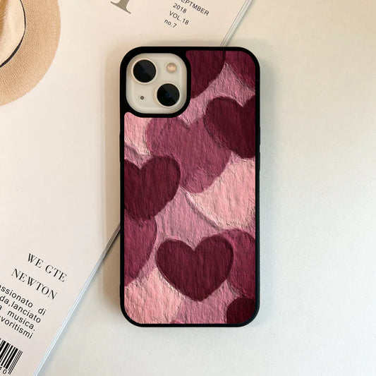 Layered Paper Hearts Glass Case