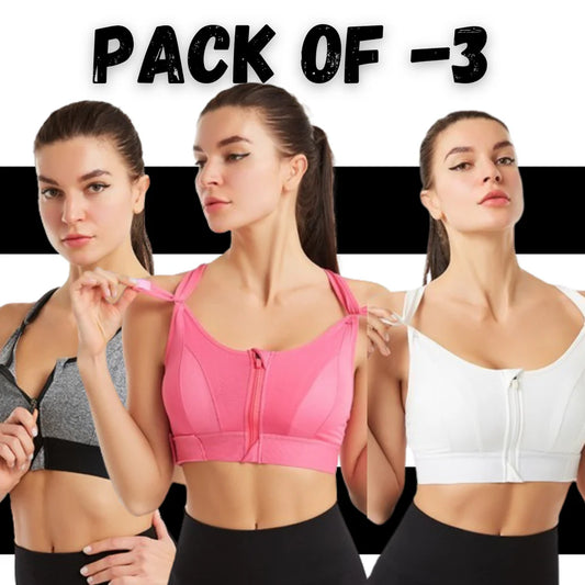 Pack Of-3 Fitness Cross Padded Sport Bra by Brahauz